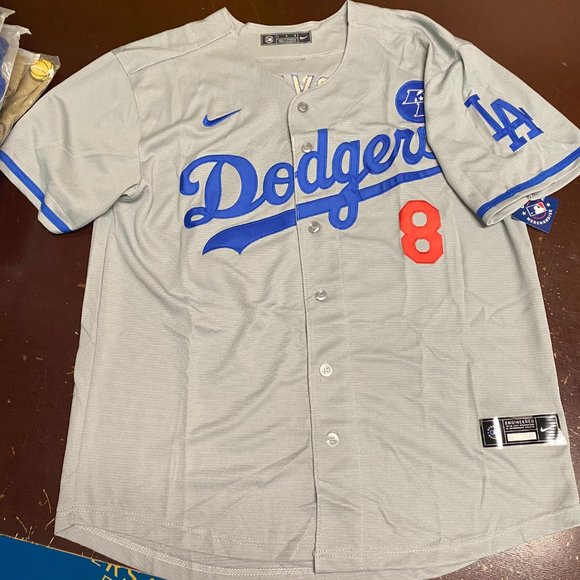 Nike Shirts Nike Mens Gray Los Angeles Dodgers Kobe Bryant 24 Mlb